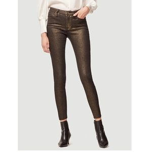 FRAME Denim LE HIGH SKINNY METALLIC ANKLE JEANS IN OLD GOLD Size 25